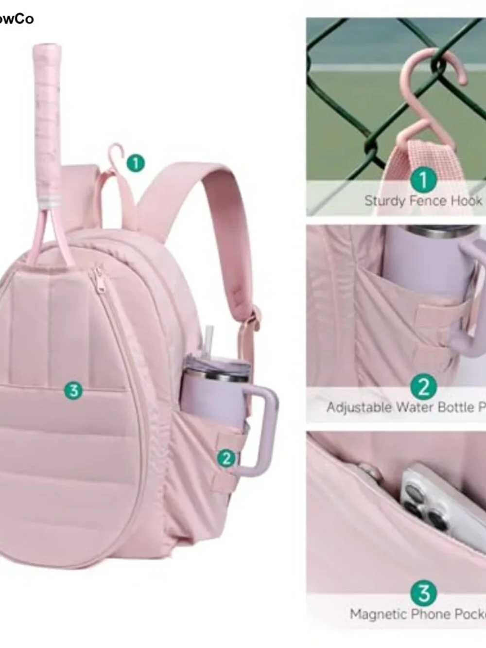 Tennis Backpack Holds 2 Rackets 400D Polyester Oxford Shoe Compartment